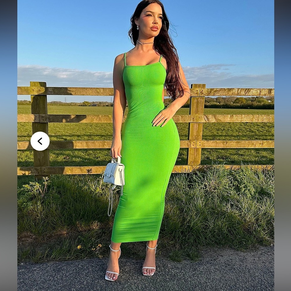 Hot Miami Styles Vibrant Green Midi Dress